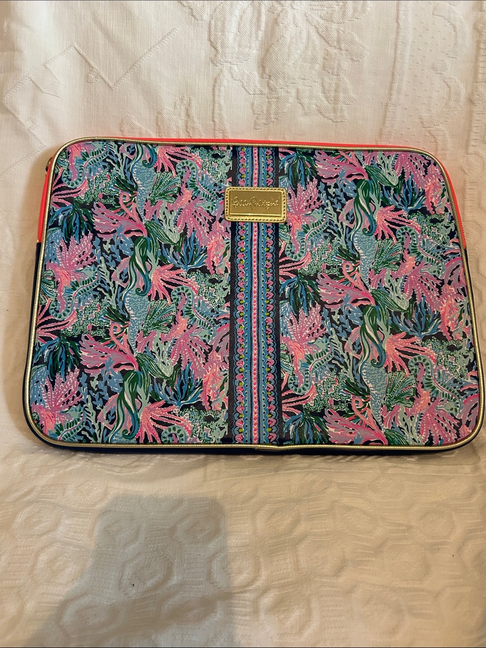 Lilly Pulitzer Pink, Blue & Green Floral Coral Laptop Sleeve